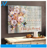 Hummingbird I Love You The Most Canvas Wall Art