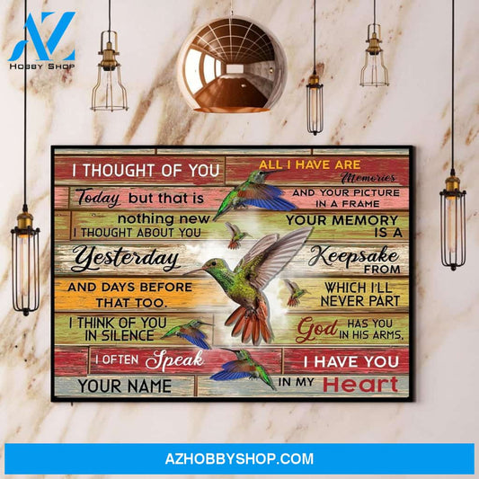 Hummingbird I Thought Of You I Have You In My Heart Canvas And Poster, Wall Decor Visual Art