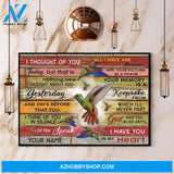 Hummingbird I Thought Of You I Have You In My Heart Canvas And Poster, Wall Decor Visual Art