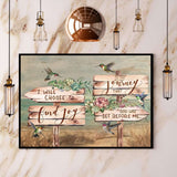 Hummingbird I Will Choose To Find Joy In The Journey Paper Poster No Frame Matte Canvas Wall Decor