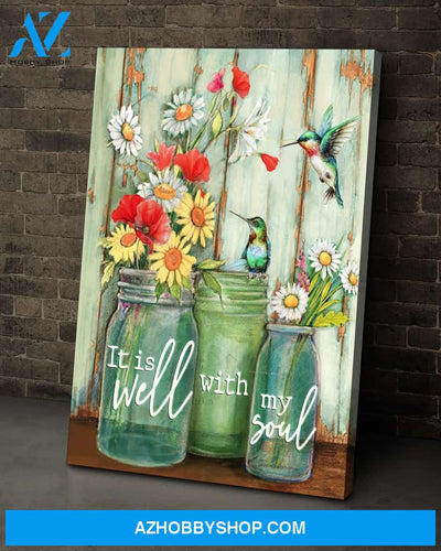 Hummingbird It's well with my soul Premium Canvas Wall Art