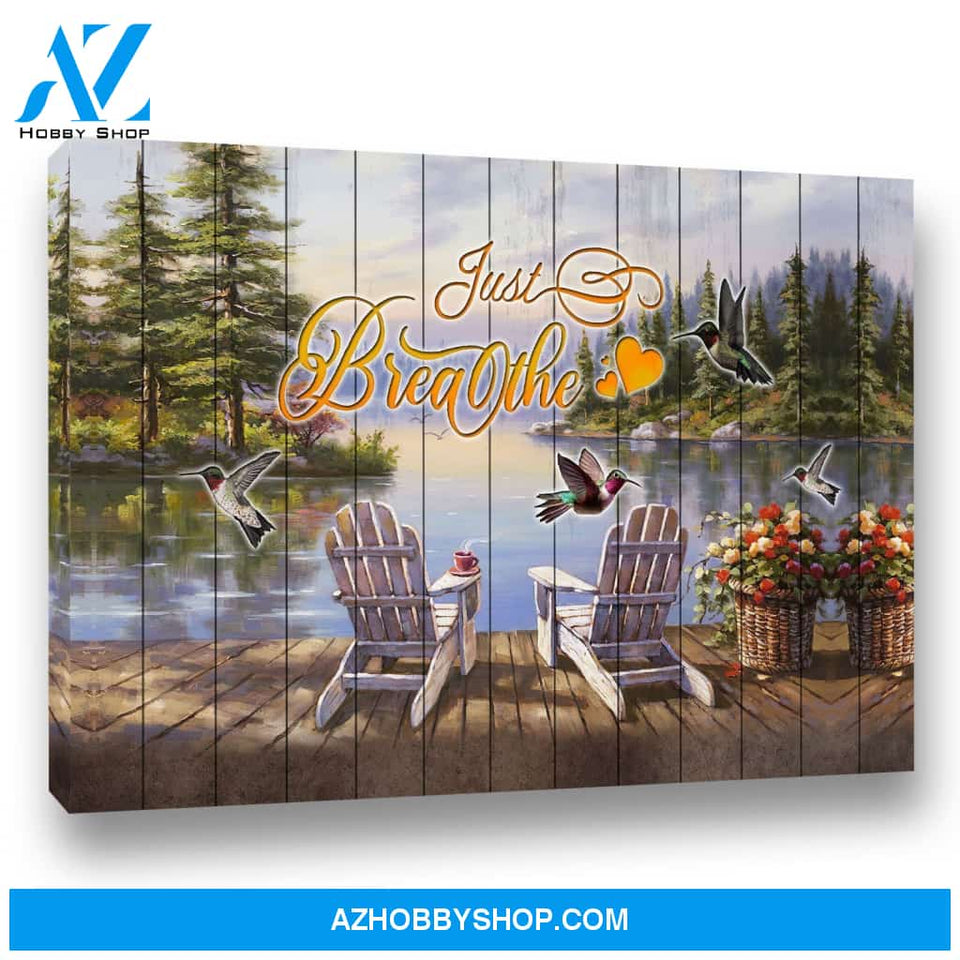 Hummingbird Just Breathe Premium Canvas Wall Art