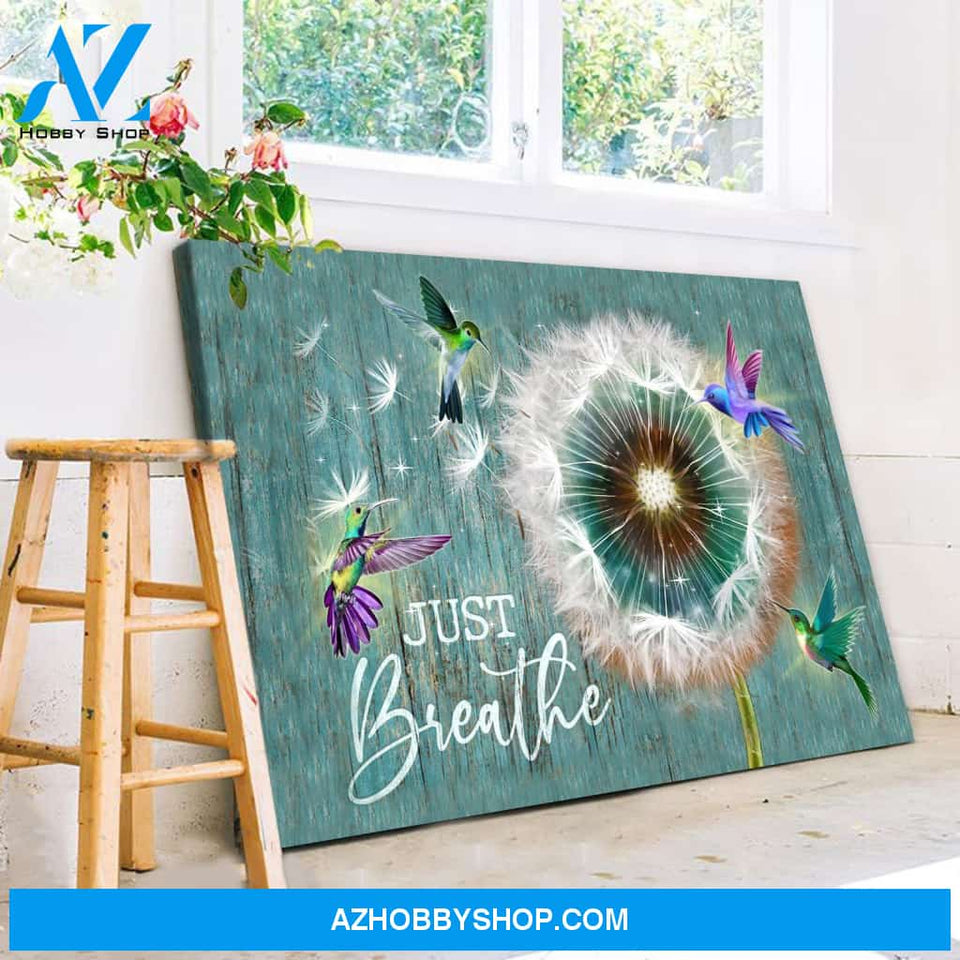 Hummingbird Just Breathe Premium Canvas Wall Art