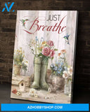 Hummingbird Just Breathe Premium Canvas Wall Art
