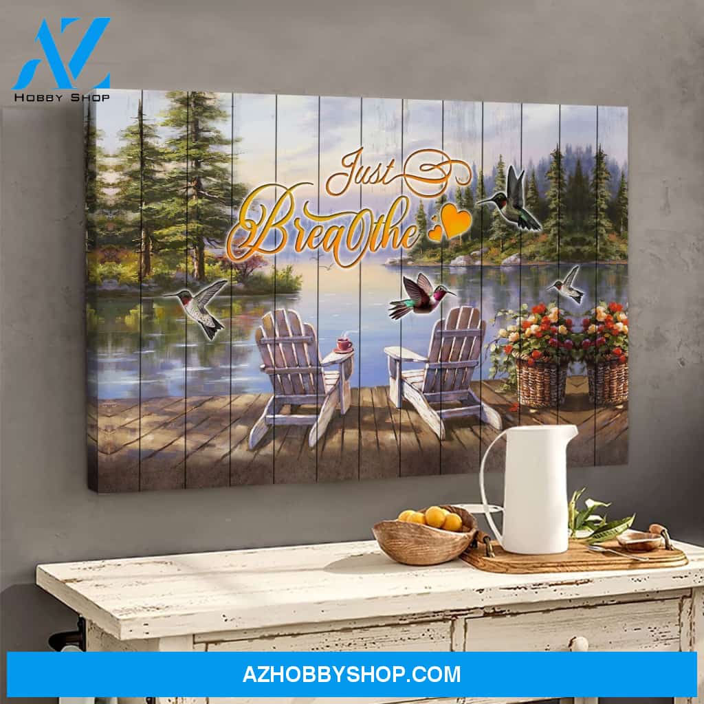 Hummingbird Just Breathe Premium Canvas Wall Art