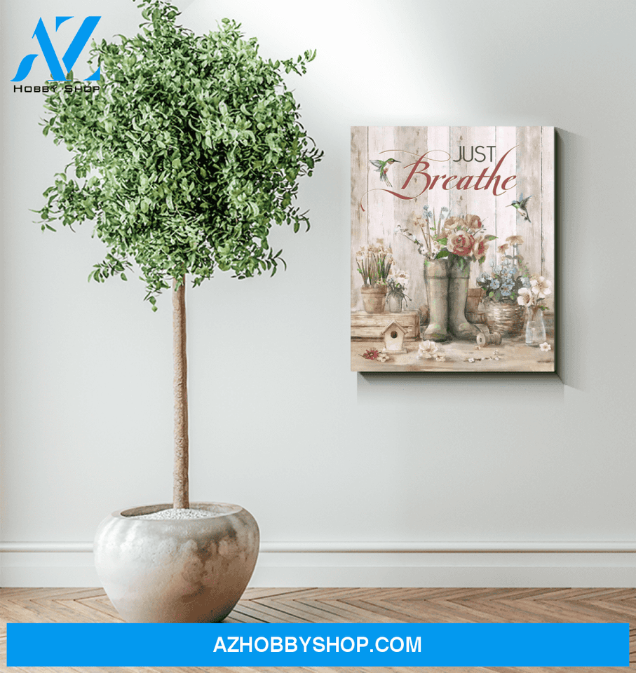Hummingbird Just Breathe Premium Canvas Wall Art