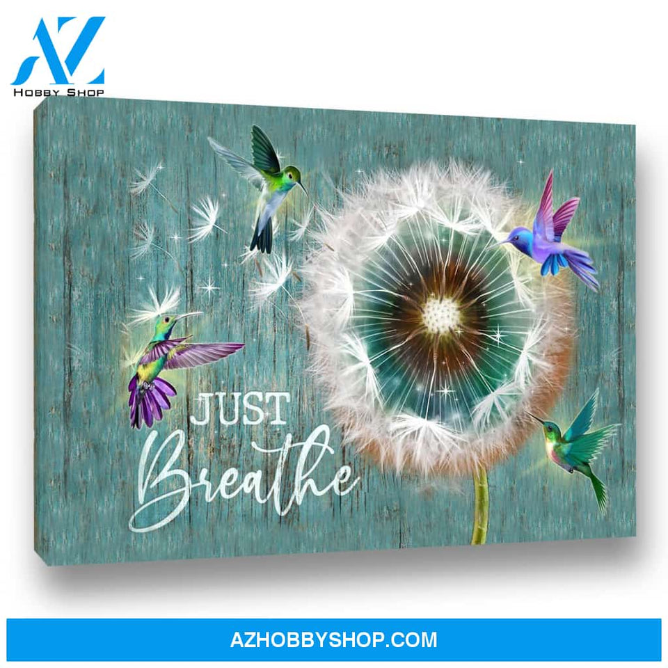 Hummingbird Just Breathe Premium Canvas Wall Art