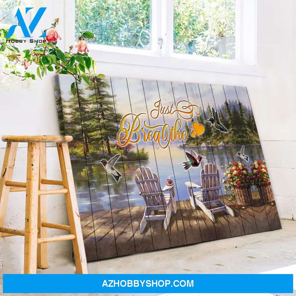 Hummingbird Just Breathe Premium Canvas Wall Art
