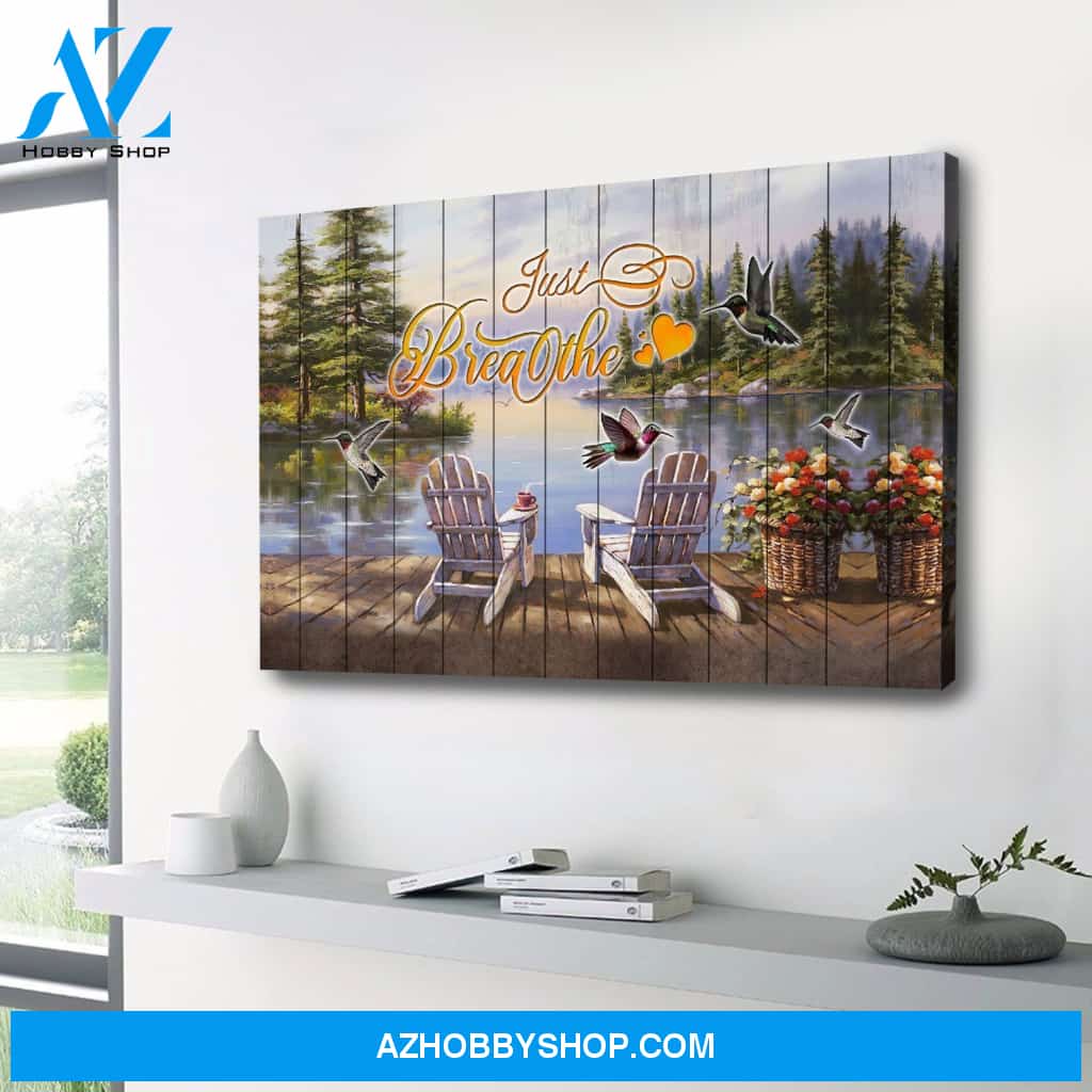 Hummingbird Just Breathe Premium Canvas Wall Art