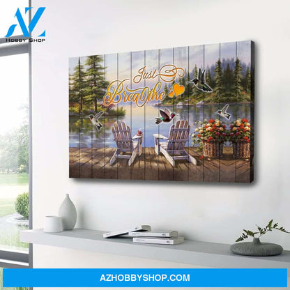 Hummingbird Just Breathe Premium Canvas Wall Art