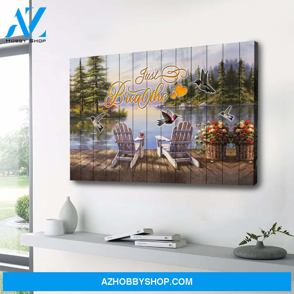Hummingbird Just Breathe Premium Canvas Wall Art