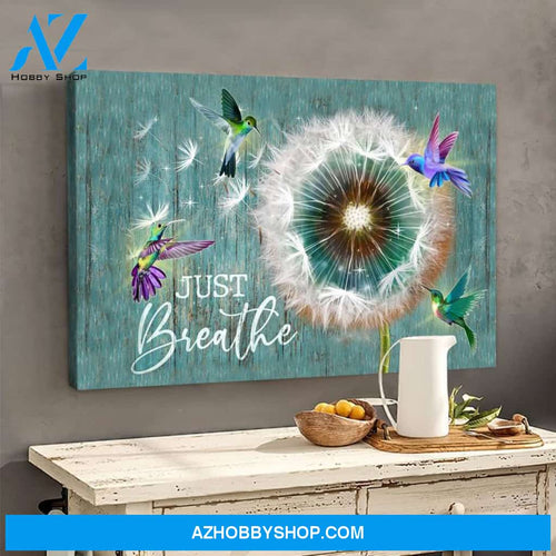 Hummingbird Just Breathe Premium Canvas Wall Art