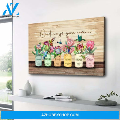 Hummingbird & King Protea God Says You Are Wall Art Canvas