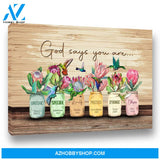 Hummingbird & King Protea God Says You Are Wall Art Canvas