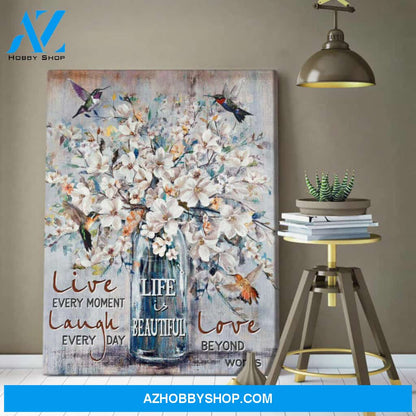 Hummingbird LIve Laugh Love Canvas Wall Art Decor
