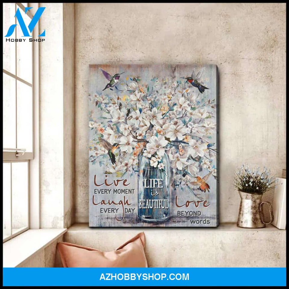 Hummingbird LIve Laugh Love Canvas Wall Art Decor