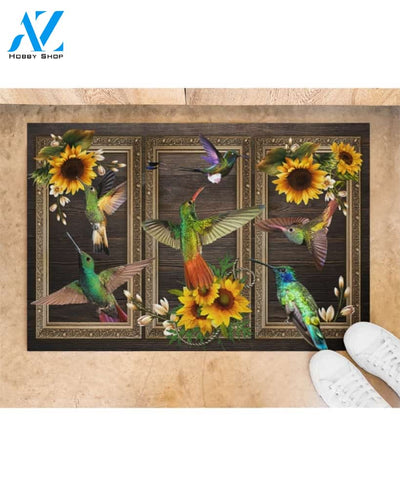 Hummingbird Lovely Sunflowers Indoor And Outdoor Doormat Gift For Hummingbird Lovers Birthday Gift Decor Warm House Gift Welcome Mat