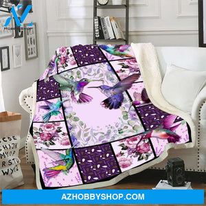 Hummingbird Lover Floral Purple Blanket Gift For Hummingbird Lovers Birthday Gift Home Decor Bedding Couch Sofa Soft and Comfy Cozy