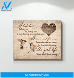 Hummingbird Memorial - A Limb Has Fallen From The Family Tree- Canvas Wall Art