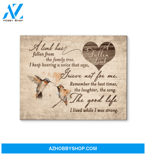 Hummingbird Memorial - A Limb Has Fallen From The Family Tree- Canvas Wall Art