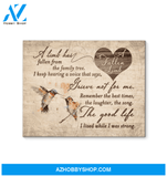 Hummingbird Memorial - A Limb Has Fallen From The Family Tree- Canvas Wall Art