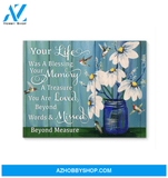Hummingbird Memorial Premium Wall Art Canvas - Your Life Was a Blessing Premium Canvas