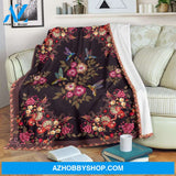 Hummingbird pattern vintage Fleece Blanket