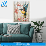 Hummingbird Peace Starts With A Smile Wall Art Canvas