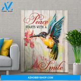 Hummingbird Peace Starts With A Smile Wall Art Canvas