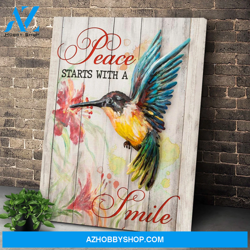 Hummingbird Peace Starts With A Smile Wall Art Canvas