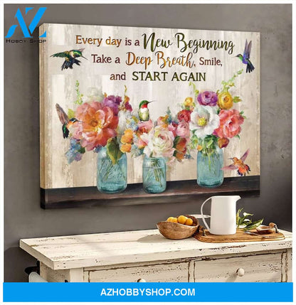 Hummingbird Premium Wall Art Canvas - Every Day Is New Beginning Premium Canvas