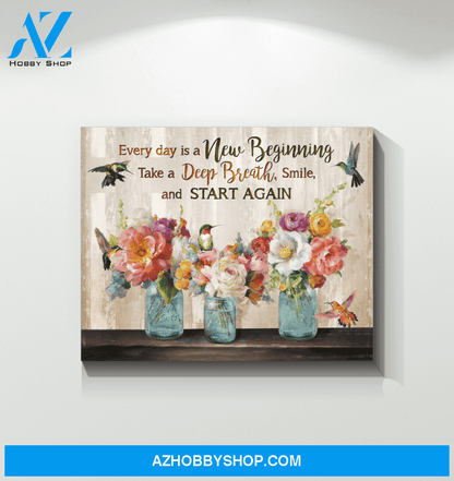 Hummingbird Premium Wall Art Canvas - Every Day Is New Beginning Premium Canvas
