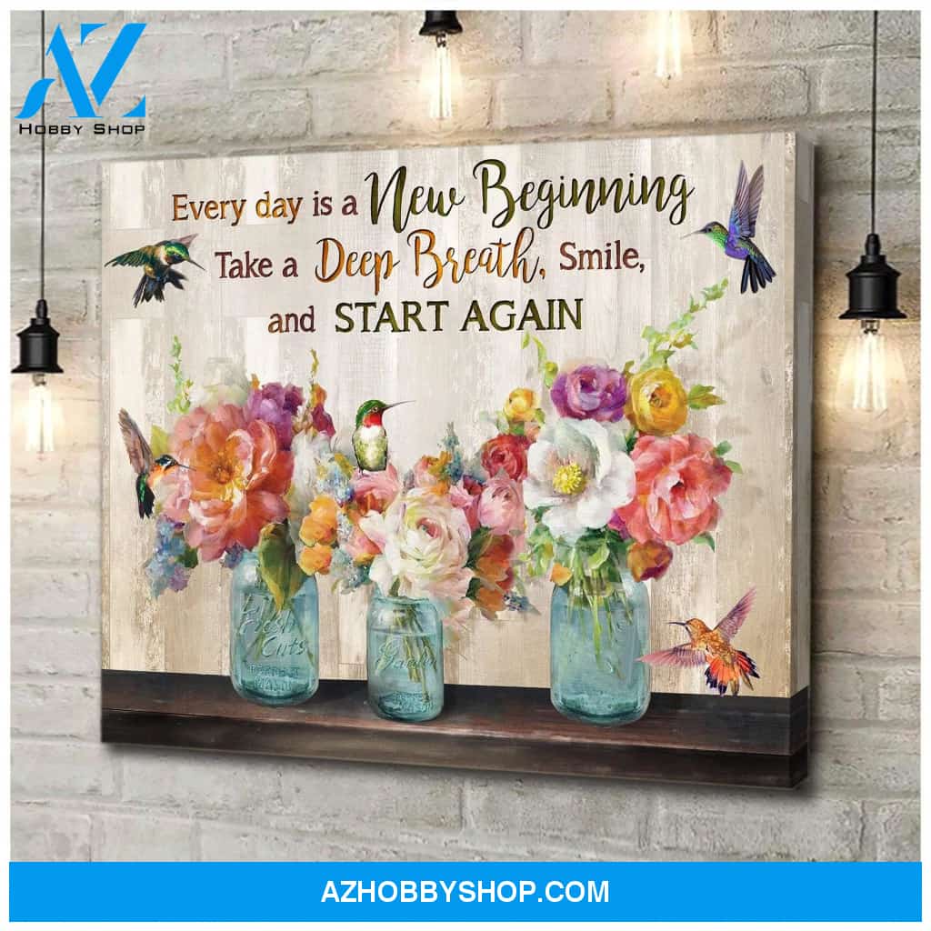 Hummingbird Premium Wall Art Canvas - Every Day Is New Beginning Premium Canvas
