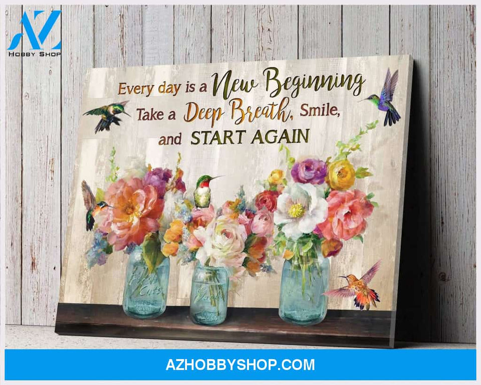 Hummingbird Premium Wall Art Canvas - Every Day Is New Beginning Premium Canvas