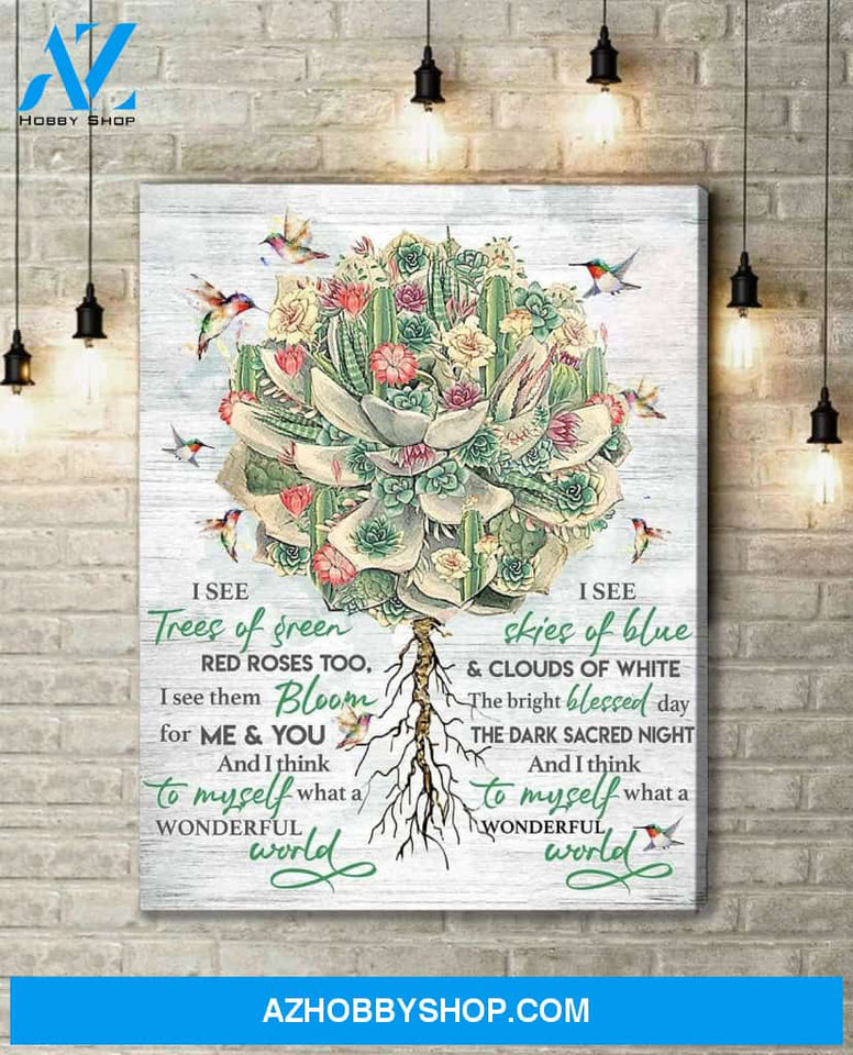 Hummingbird Premium Wall Art Canvas - I See Trees Of Green Red Roses Too Premium Canvas