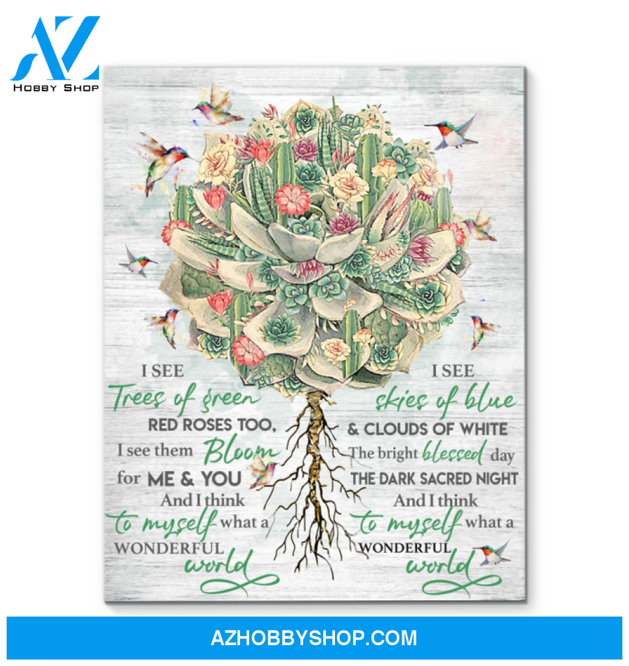 Hummingbird Premium Wall Art Canvas - I See Trees Of Green Red Roses Too Premium Canvas