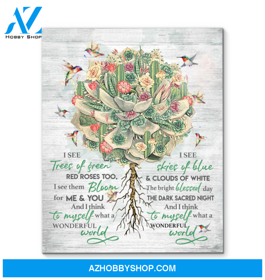 Hummingbird Premium Wall Art Canvas - I See Trees Of Green Red Roses Too Premium Canvas