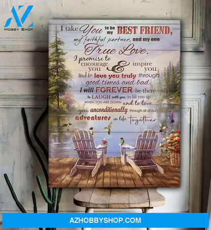 Hummingbird Premium Wall Art Canvas - I Take You To Be My Best Friend Premium Canvas