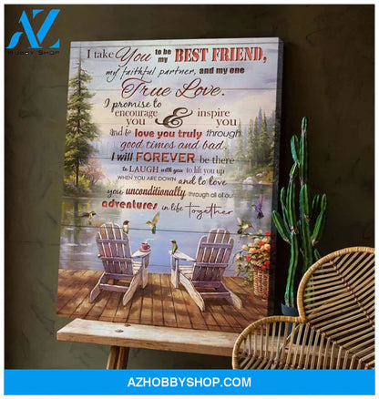 Hummingbird Premium Wall Art Canvas - I Take You To Be My Best Friend Premium Canvas