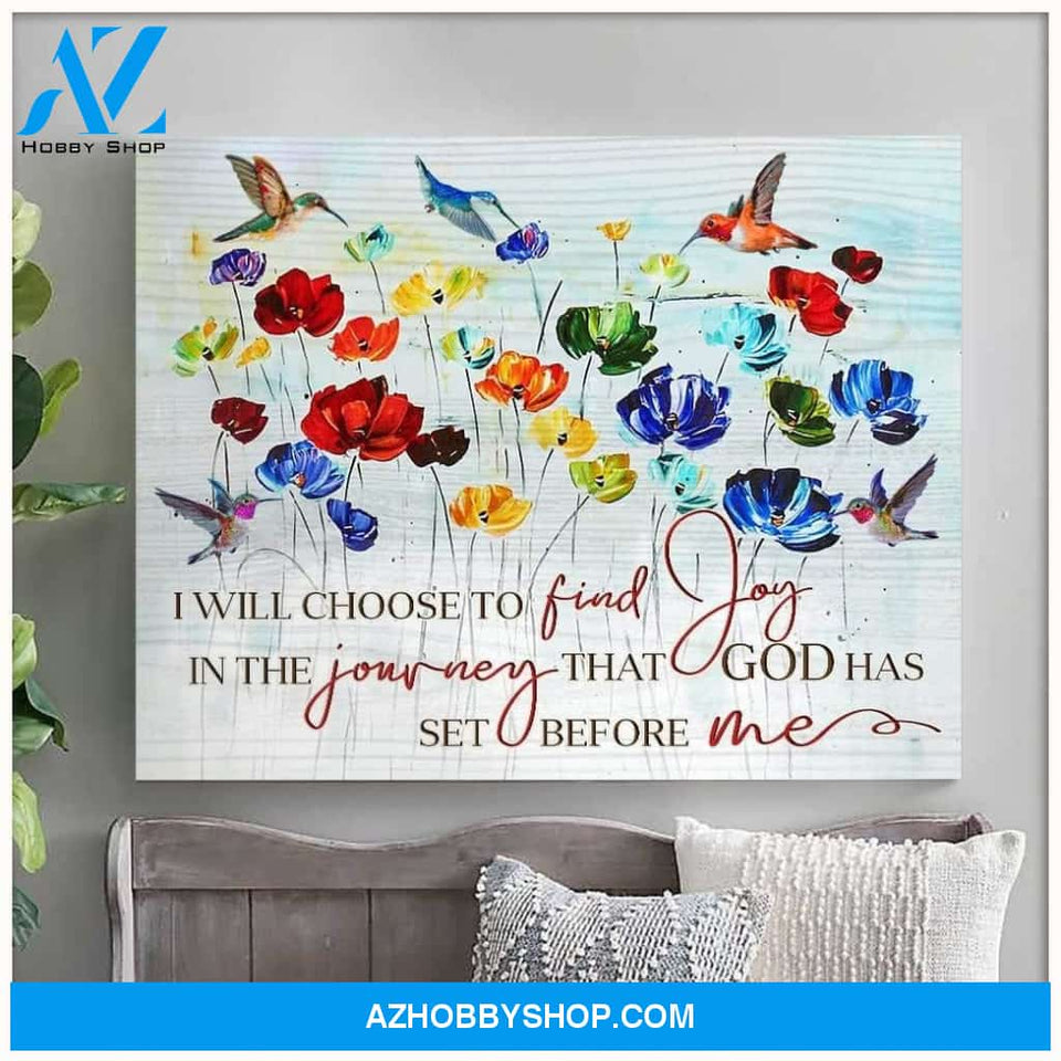 Hummingbird Premium Wall Art Canvas - I Will Choose To Find Joy In The Journey Premium Canvas