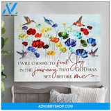 Hummingbird Premium Wall Art Canvas - I Will Choose To Find Joy In The Journey Premium Canvas