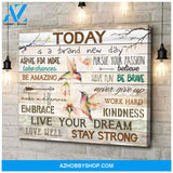 Hummingbird Premium Wall Art Canvas - Today is a Brand New Day Premium Canvas