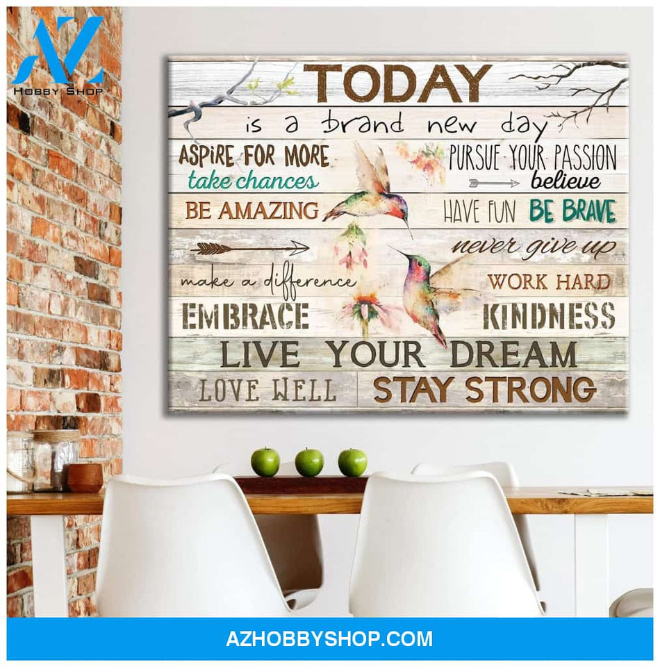 Hummingbird Premium Wall Art Canvas - Today is a Brand New Day Premium Canvas