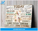 Hummingbird Premium Wall Art Canvas - Today is a Brand New Day Premium Canvas