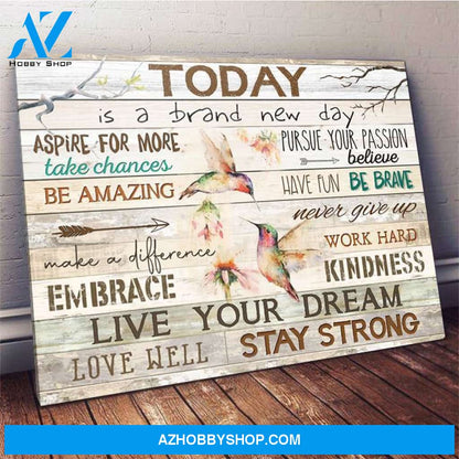 Hummingbird Premium Wall Art Canvas - Today is a Brand New Day Premium Canvas