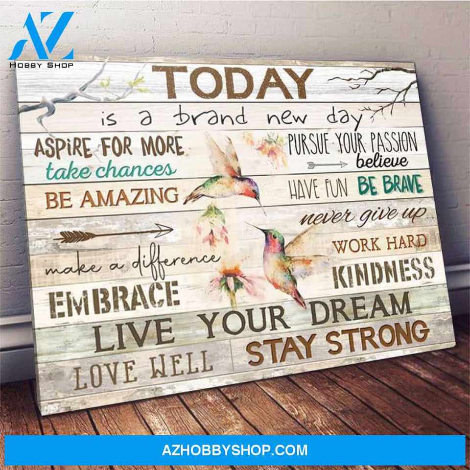 Hummingbird Premium Wall Art Canvas - Today is a Brand New Day Premium Canvas