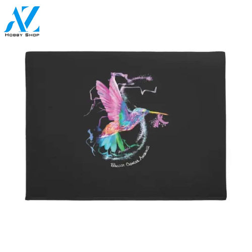 Hummingbird Ribbon Breast Cancer Awareness Indoor and Outdoor Doormat Warm House Gift Welcome Mat Gift for Friend Family