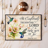 Hummingbird She Confidently Trusts The Lord Paper Poster No Frame Matte Canvas Wall Decor