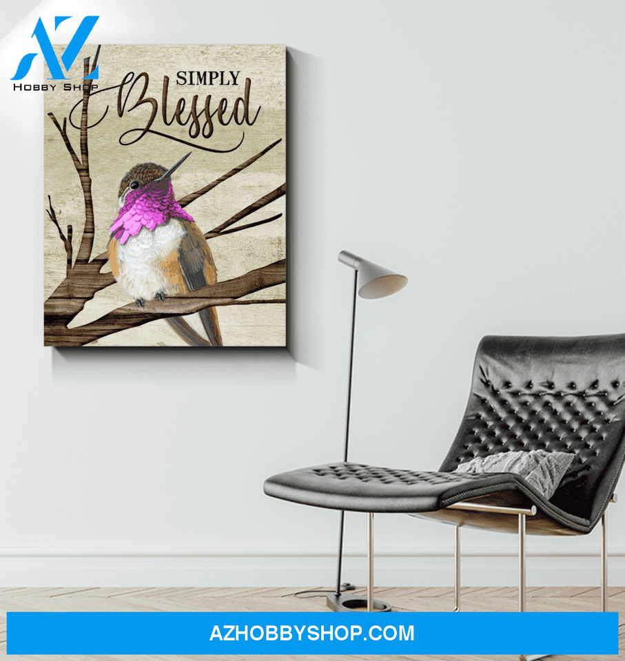Hummingbird Simply Blessed Canvas Wall Art