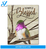 Hummingbird Simply blessed Premium Wall Art Canvas